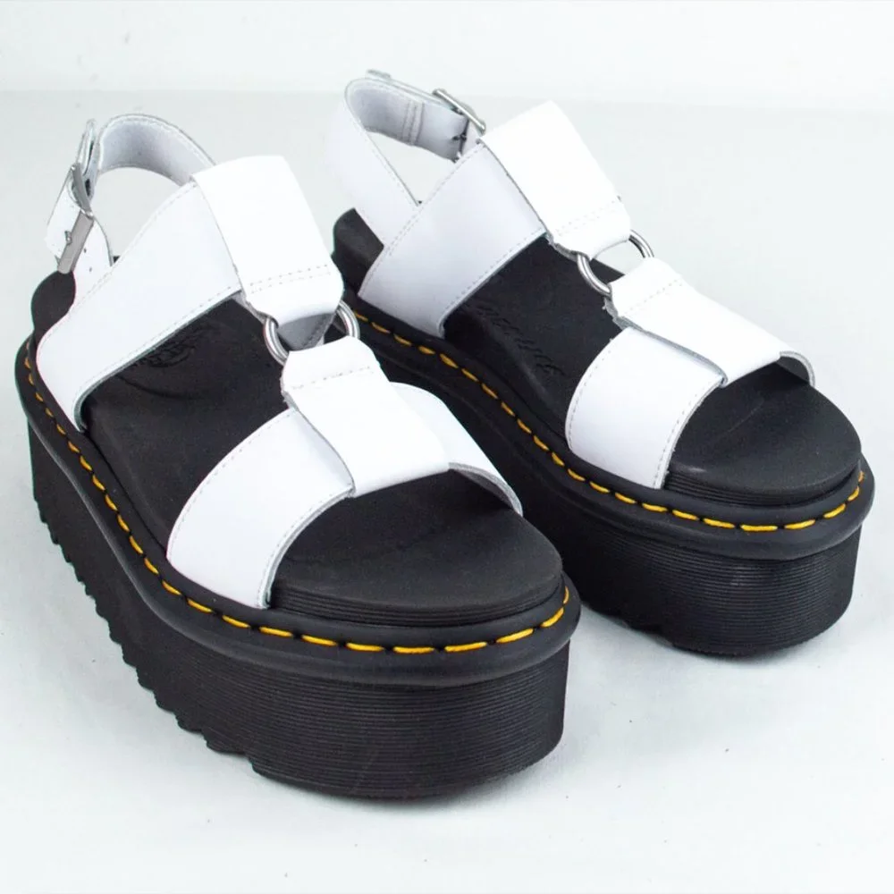 Dr. Martens Francis White Leather Strap Platform Sandal